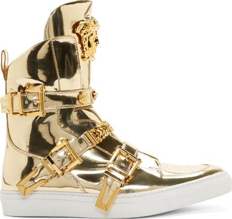 versace gold high top sneakers|farfetch versace sneakers.